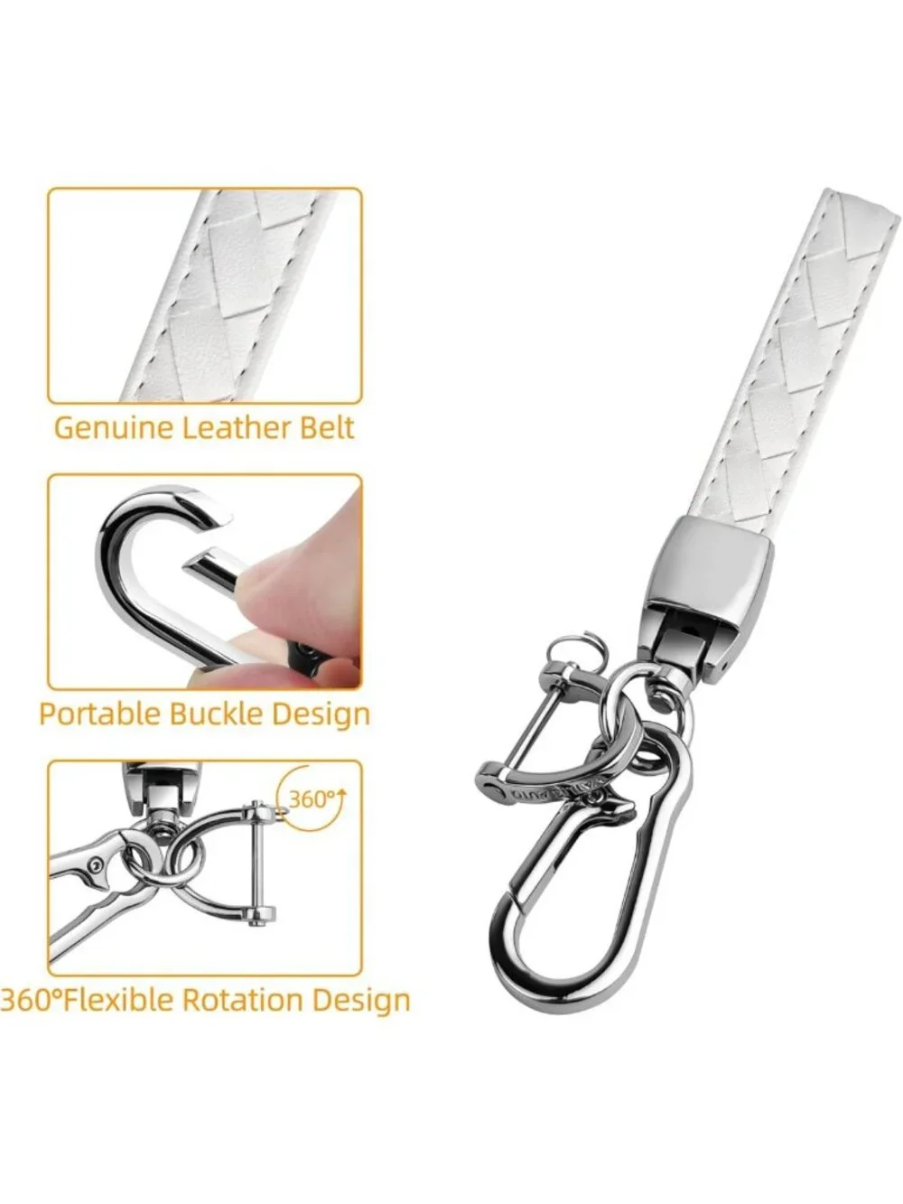 Soft White Key Fob Cover with Keychain - Full Protection for 4-Button Keys